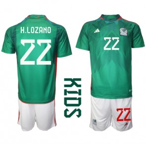 Mexiko Hirving Lozano #22 babykläder Hemmatröja barn VM 2022 Korta ärmar (+ Korta byxor)